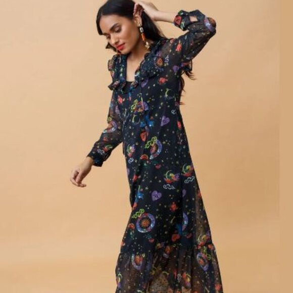 Emily Lovelock Mystic Nights Blue Celestial  Maxi Dress - Picture 1 of 5